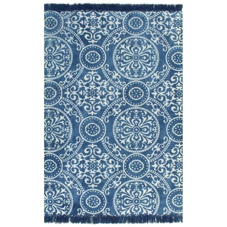 vidaXL Kelim-Teppich Baumwolle 160x230 cm mit Muster Blau