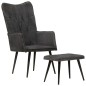Ohrensessel mit Hocker Schwarz Vintage Canvas Ohrensessel mit Hocker Schwarz Vintage Canvas