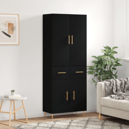 Highboard Schwarz 69,5x34x180 cm Holzwerkstoff