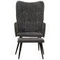 Ohrensessel mit Hocker Schwarz Vintage Canvas Ohrensessel mit Hocker Schwarz Vintage Canvas