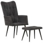 Ohrensessel mit Hocker Schwarz Vintage Canvas Ohrensessel mit Hocker Schwarz Vintage Canvas