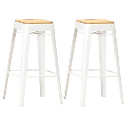 vidaXL Barhocker 2 Stk. Weiß Mango Massivholz