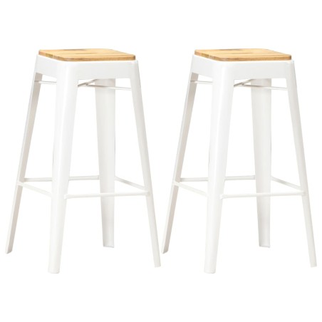 vidaXL Barhocker 2 Stk. Weiß Mango Massivholz