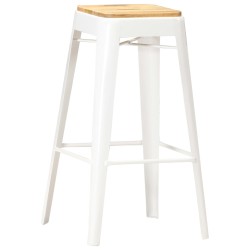 vidaXL Barhocker 2 Stk. Weiß Mango Massivholz