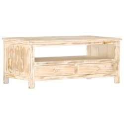 vidaXL Couchtisch Weiß 90×50×40 cm Massivholz Mango