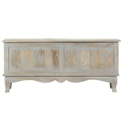 vidaXL Aufbewahrungstruhe Grau 100 x 38 x 45 cm Massivholz Mango