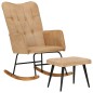 vidaXL Schaukelstuhl mit Hocker Creme Vintage Canvas vidaXL Schaukelstuhl mit Hocker Creme Vintage Canvas