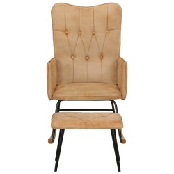 vidaXL Schaukelstuhl mit Hocker Creme Vintage Canvas