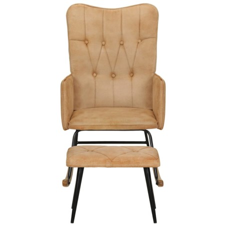 vidaXL Schaukelstuhl mit Hocker Creme Vintage Canvas