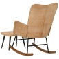 vidaXL Schaukelstuhl mit Hocker Creme Vintage Canvas vidaXL Schaukelstuhl mit Hocker Creme Vintage Canvas