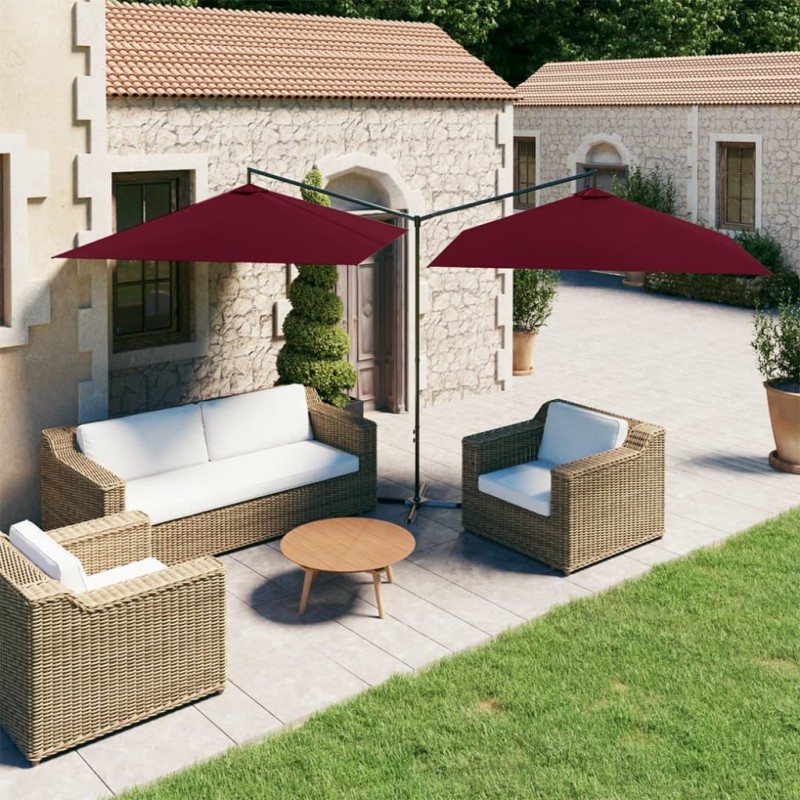 vidaXL Doppel-Sonnenschirm mit Stahlmast Bordeaux-Rot 600x300 cm vidaXL Doppel-Sonnenschirm mit Stahlmast Bordeaux-Rot 600x300 cm