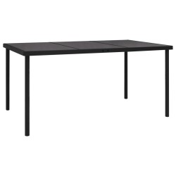 vidaXL Gartentisch mit Glasplatte Schwarz 150x90x74 cm Stahl