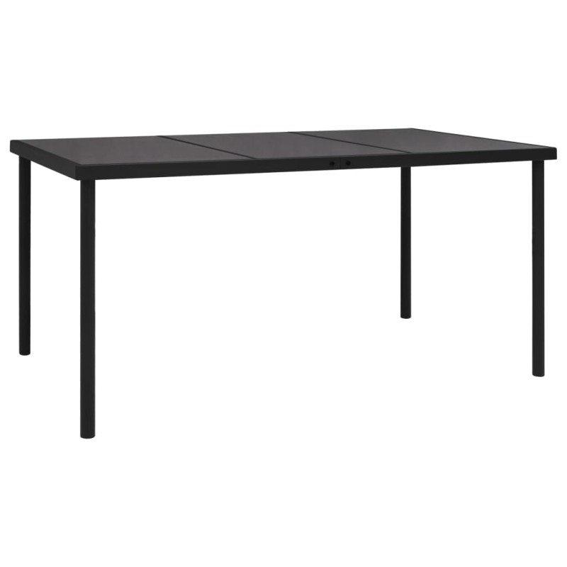 vidaXL Gartentisch mit Glasplatte Schwarz 150x90x74 cm Stahl vidaXL Gartentisch mit Glasplatte Schwarz 150x90x74 cm Stahl
