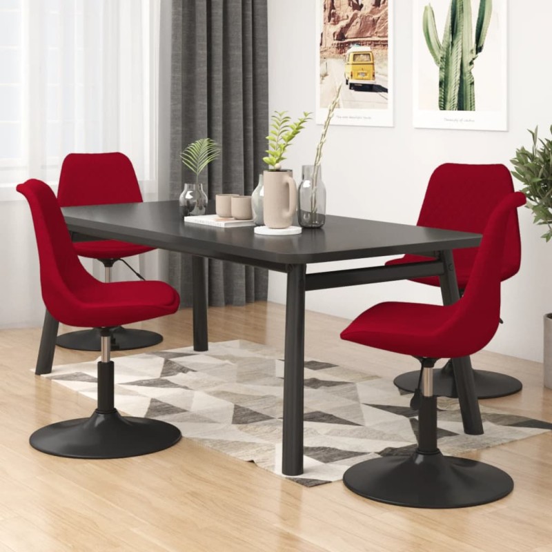 Esszimmerstühle 4 Stk. Drehbar Rot Samt Esszimmerstühle 4 Stk. Drehbar Rot Samt