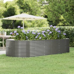 vidaXL Hochbeet Grau 291x140x68 cm Pulverbeschichteter Stahl