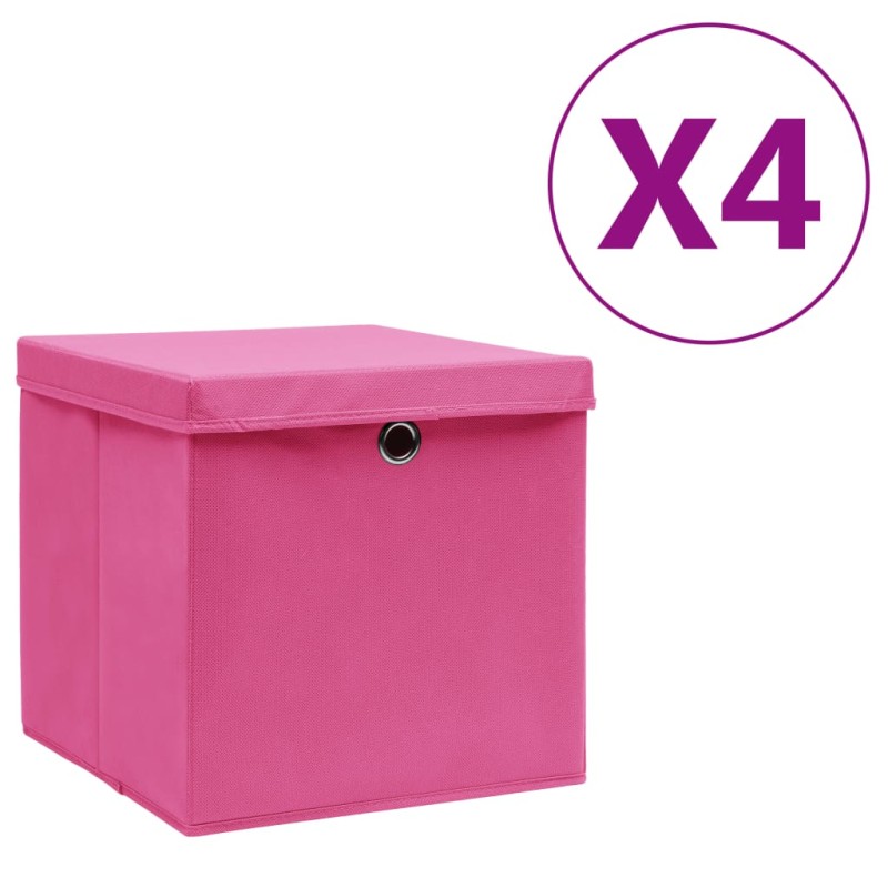 vidaXL Aufbewahrungsboxen mit Deckeln 4 Stk. 28x28x28 cm Rosa vidaXL Aufbewahrungsboxen mit Deckeln 4 Stk. 28x28x28 cm Rosa