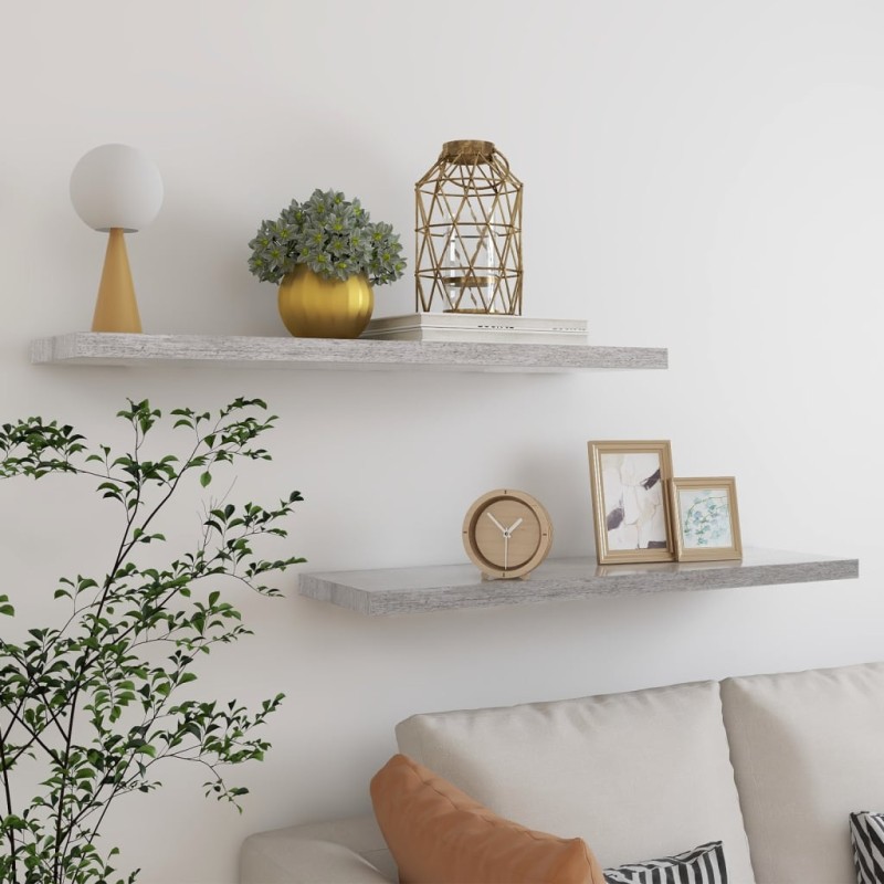 vidaXL Schweberegale 2 Stk. Betongrau 90x23,5x3,8 cm MDF vidaXL Schweberegale 2 Stk. Betongrau 90x23,5x3,8 cm MDF