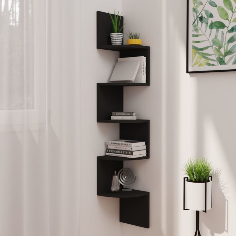 vidaXL Wand-Eckregal Schwarz 19x19x123 cm Holzwerkstoff vidaXL Wand-Eckregal Schwarz 19x19x123 cm Holzwerkstoff