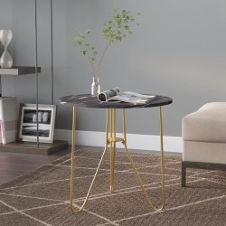 vidaXL Beistelltisch Golden und Schwarze Marmor-Optik 48 cm MDF Eisen