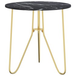 vidaXL Beistelltisch Golden und Schwarze Marmor-Optik 48 cm MDF Eisen