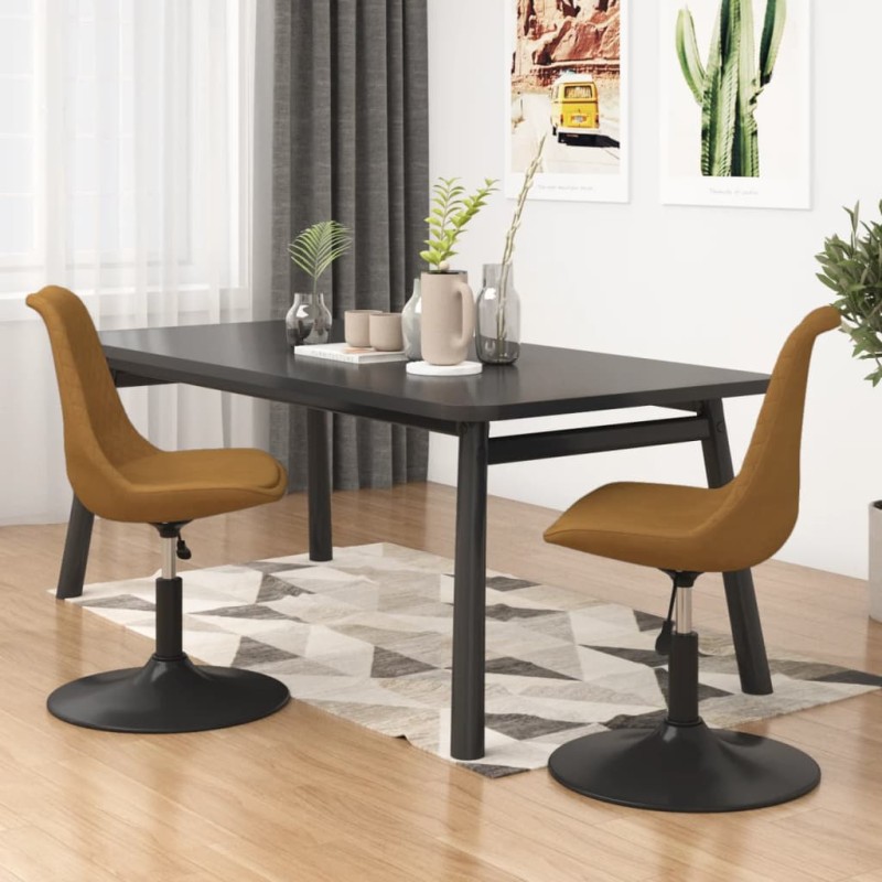 Esszimmerstühle 2 Stk. Drehbar Braun Samt Esszimmerstühle 2 Stk. Drehbar Braun Samt