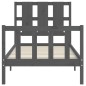 Bettgestell mit Kopfteil Grau 90x190 cm Massivholz Bettgestell mit Kopfteil Grau 90x190 cm Massivholz