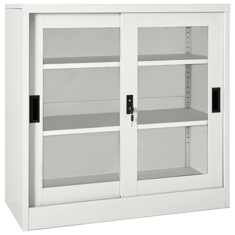 vidaXL Schrank mit Schiebetür Hellgrau 90x40x90 cm Stahl vidaXL Schrank mit Schiebetür Hellgrau 90x40x90 cm Stahl