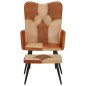 Sessel mit Hocker Braun Echtleder und Canvas Sessel mit Hocker Braun Echtleder und Canvas