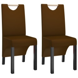 vidaXL Esszimmerstühle 2 Stk. Braun Kunstleder 