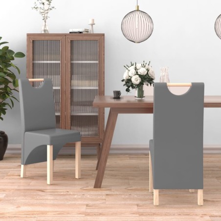 vidaXL Esszimmerstühle 2 Stk. Grau Kunstleder
