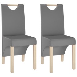 vidaXL Esszimmerstühle 2 Stk. Grau Kunstleder