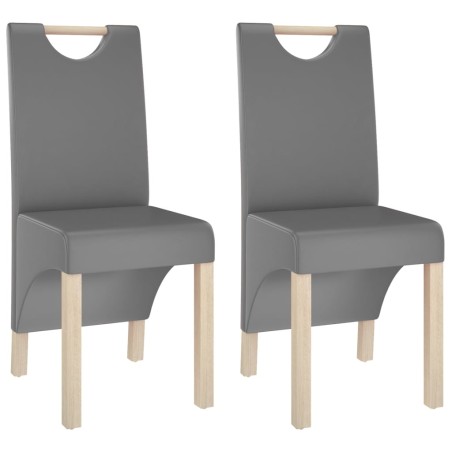vidaXL Esszimmerstühle 2 Stk. Grau Kunstleder