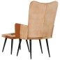Sessel mit Hocker Braun Echtleder und Canvas Sessel mit Hocker Braun Echtleder und Canvas