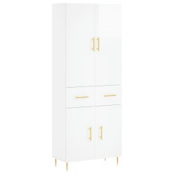Highboard Hochglanz-Weiß 69,5x34x180 cm Holzwerkstoff