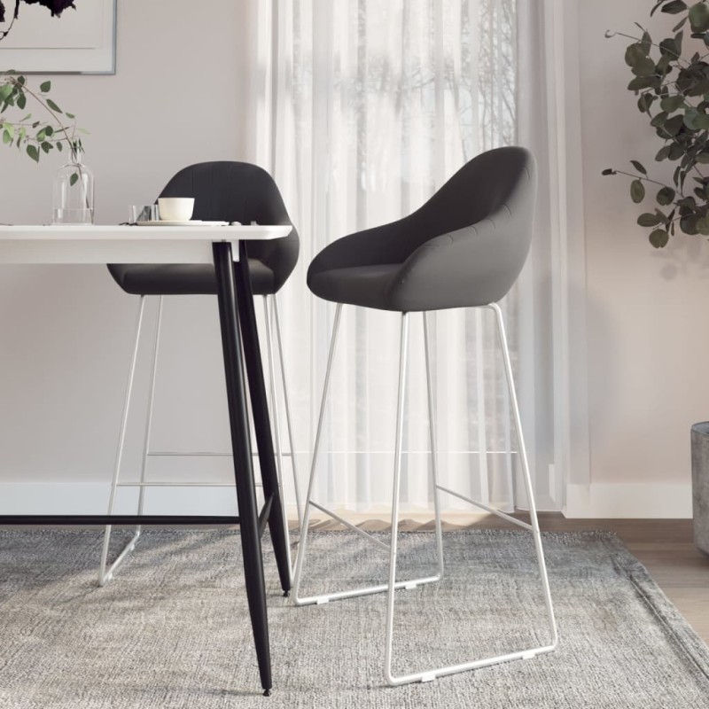 vidaXL Barhocker 2 Stk. Dunkelgrau Samt vidaXL Barhocker 2 Stk. Dunkelgrau Samt