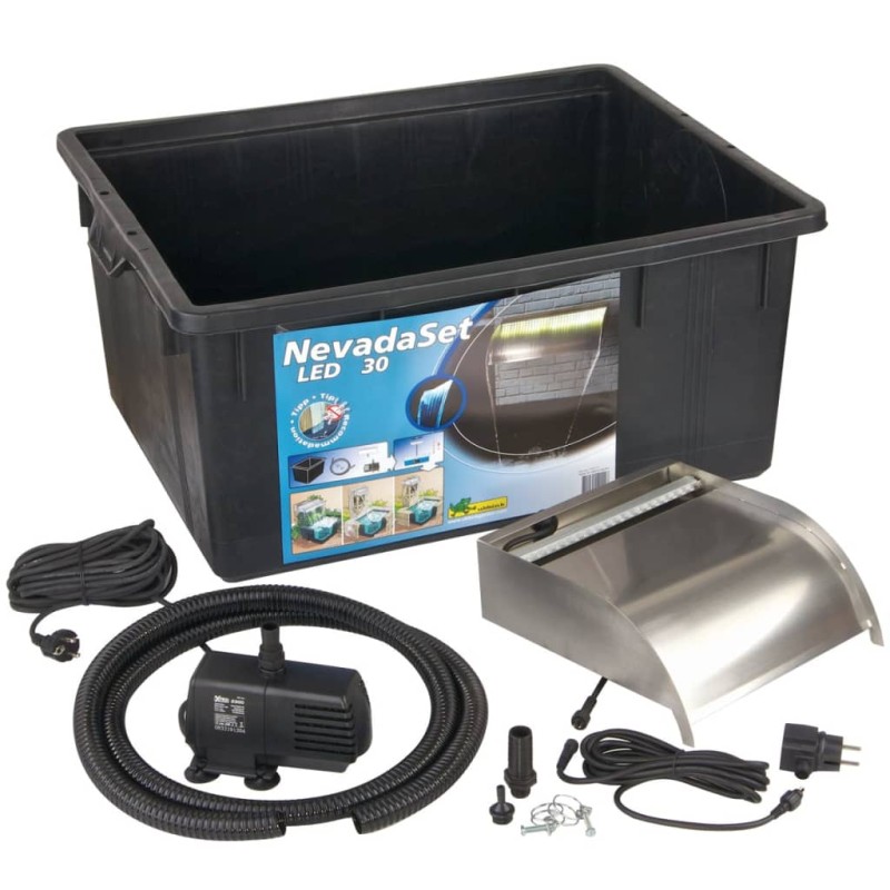 Ubbink Wasserfall-Set Nevada 30cm mit LED-Beleuchtung Edelstahl Ubbink Wasserfall-Set Nevada 30cm mit LED-Beleuchtung Edelstahl