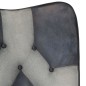 Schaukelstuhl Grau Echtleder und Canvas Schaukelstuhl Grau Echtleder und Canvas