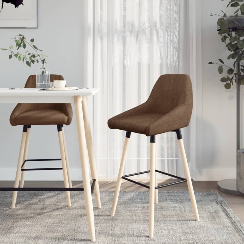 vidaXL Barhocker 2 Stk. Braun Stoff vidaXL Barhocker 2 Stk. Braun Stoff