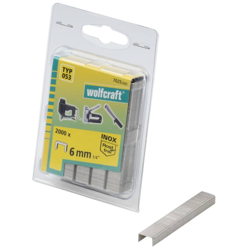 wolfcraft Tackerklammern Type 053 2000 Stk. 6 mm 7025000 wolfcraft Tackerklammern Type 053 2000 Stk. 6 mm 7025000