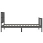 Bettgestell mit Kopfteil Grau 90x190 cm Massivholz Bettgestell mit Kopfteil Grau 90x190 cm Massivholz