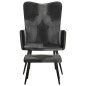 vidaXL Sessel mit Hocker Schwarz Echtleder und Canvas vidaXL Sessel mit Hocker Schwarz Echtleder und Canvas