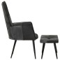 vidaXL Sessel mit Hocker Schwarz Echtleder und Canvas vidaXL Sessel mit Hocker Schwarz Echtleder und Canvas