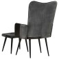 vidaXL Sessel mit Hocker Schwarz Echtleder und Canvas vidaXL Sessel mit Hocker Schwarz Echtleder und Canvas