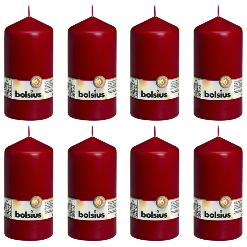 Bolsius Stumpenkerzen 8 Stk. 150 x 78 mm Weinrot Bolsius Stumpenkerzen 8 Stk. 150 x 78 mm Weinrot