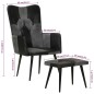 vidaXL Sessel mit Hocker Schwarz Echtleder und Canvas vidaXL Sessel mit Hocker Schwarz Echtleder und Canvas