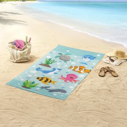 Good Morning Strandtuch SEAWORLD 75×150 cm Aquablau