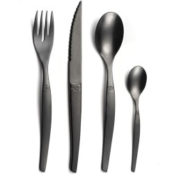 Lou Laguiole 16-tlg. Besteck-Set Jet Stonewash Schwarz