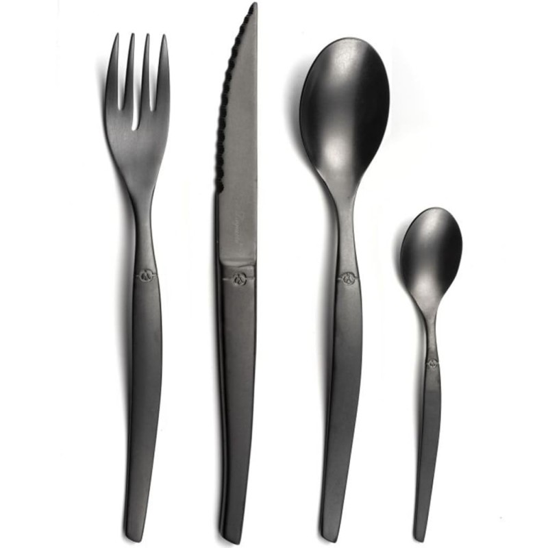 Lou Laguiole 16-tlg. Besteck-Set Jet Stonewash Schwarz Lou Laguiole 16-tlg. Besteck-Set Jet Stonewash Schwarz