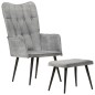 vidaXL Ohrensessel mit Hocker Grau Vintage Canvas vidaXL Ohrensessel mit Hocker Grau Vintage Canvas