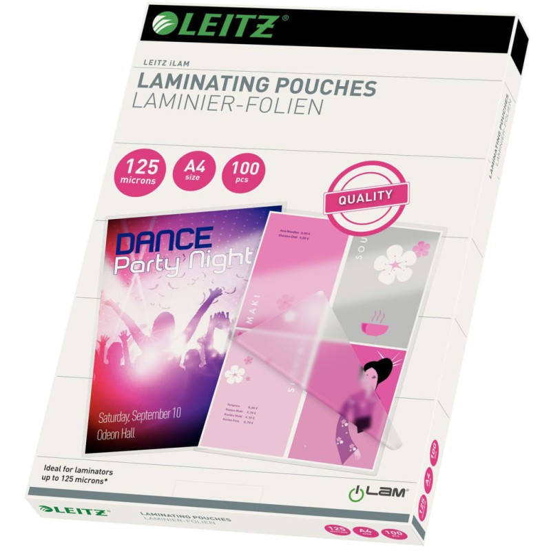 Leitz Laminierfolien 125 Mikron A4 100 Stk. Leitz Laminierfolien 125 Mikron A4 100 Stk.